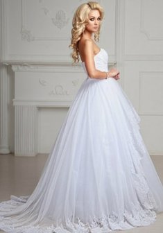 Свадебное платье Т47528. С пышной юбкой, длинное со шлейфом.