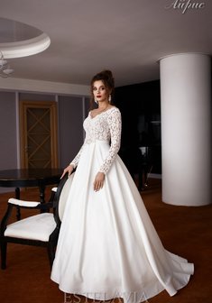 Свадебное платье 172901-E63387. А-силуэт, длинное со шлейфом.