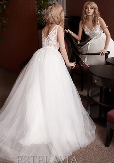 Свадебное платье 172601-E63393. А-силуэт, длинное со шлейфом.